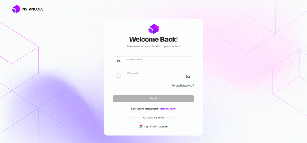 InstaNodes Account Login Dashboard 