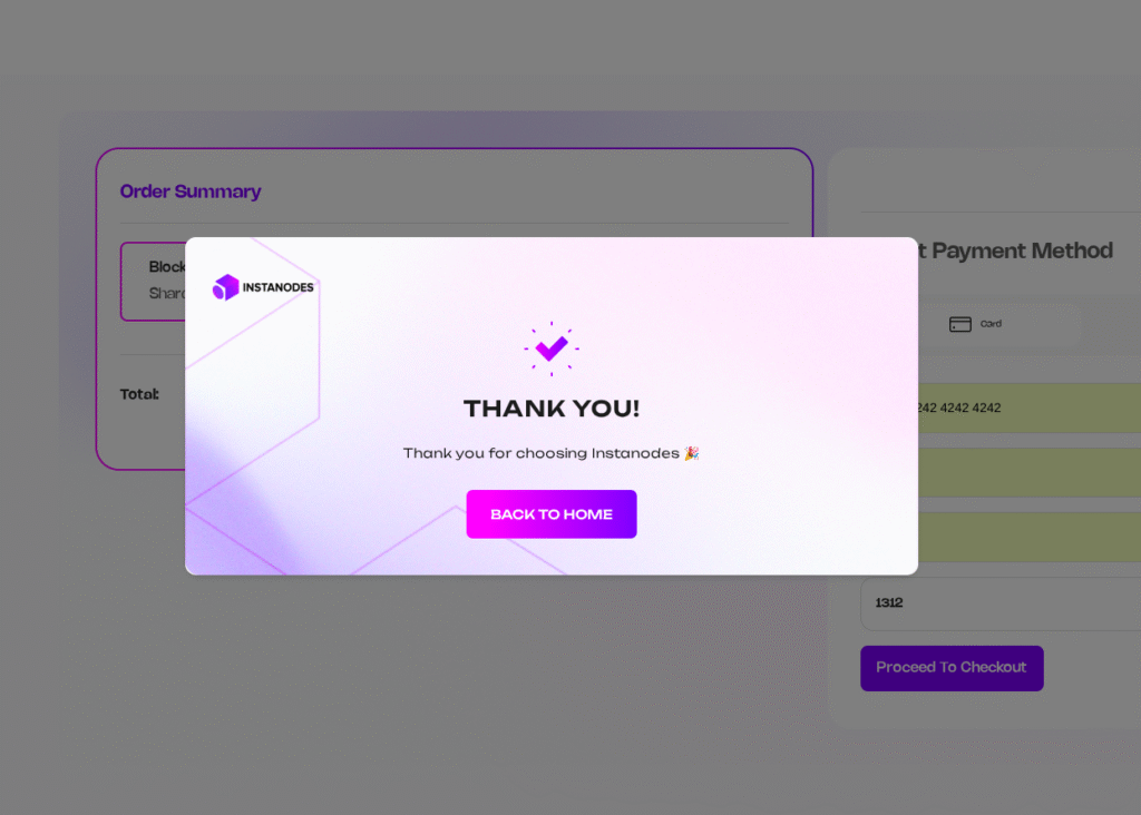 Thank You Modal Screenshot