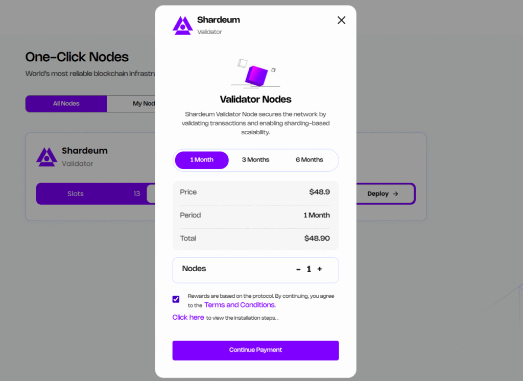 Continue a payment screenshot
