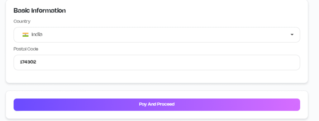 Proceed to Payment Screenshot