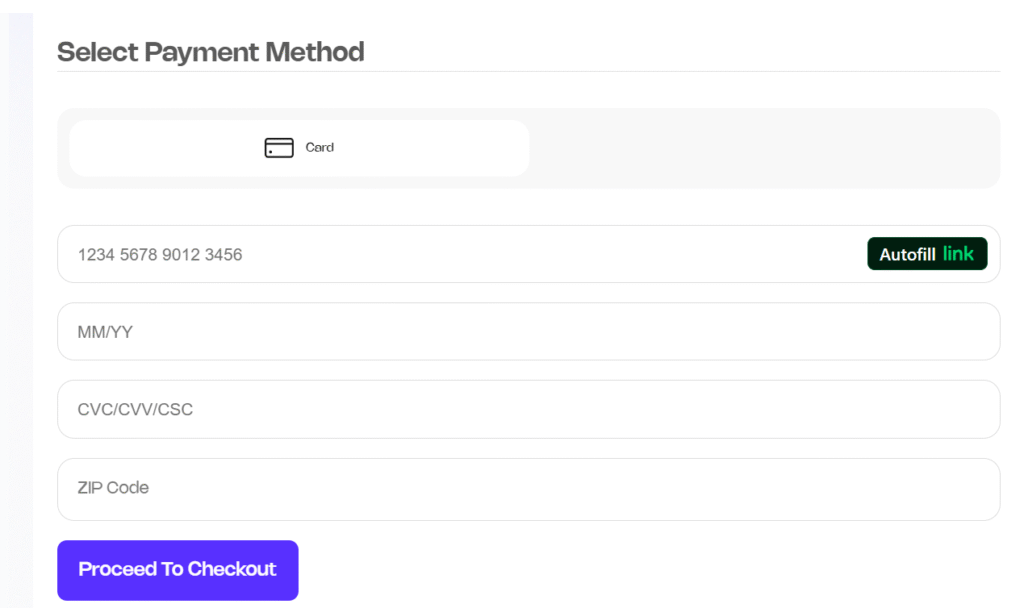 Complete Your Payment Screenshot