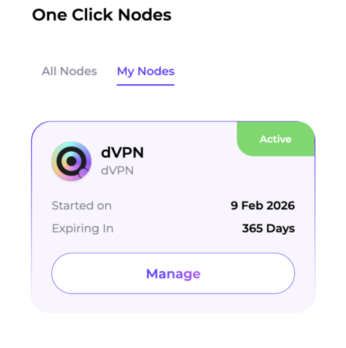 One Click Nodes dVPN Screenshot