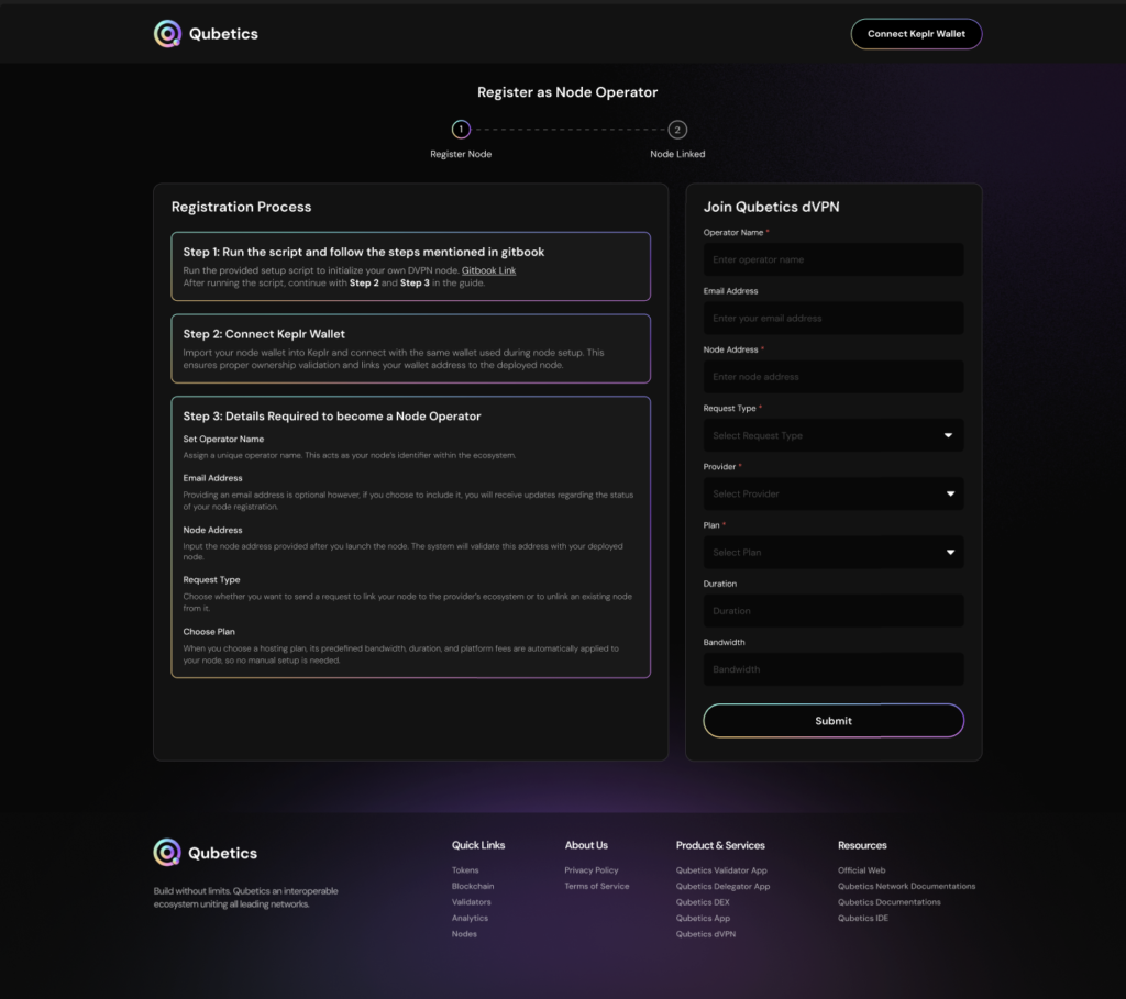 Register As Node Operator Screenshot